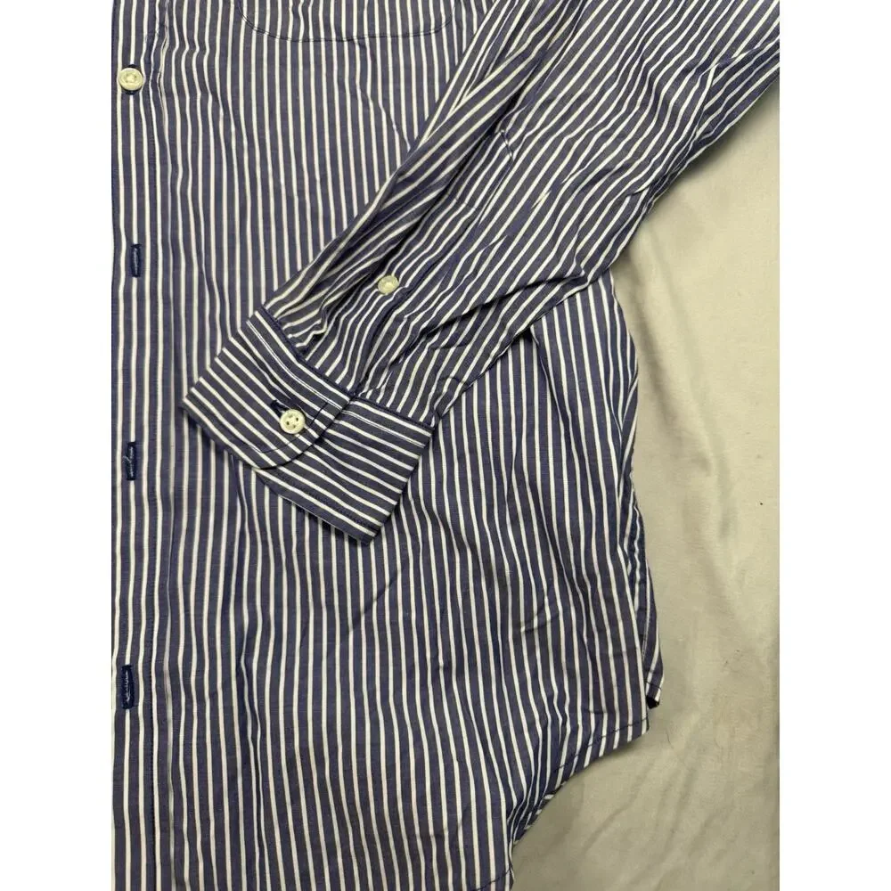 Polo Ralph Lauren Boys Striped Button Shirt Youth L 16-18 Blue White